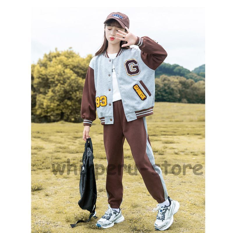 女の子 セットアップ 秋 ジャージ 上下セット レジャー キッズ 女の子 スポーツウェア スポーツ スウェットパンツ 春 秋 普段着 運動着 110-170の画像