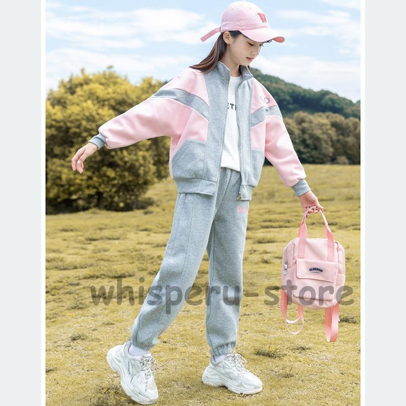 女の子 セットアップ 秋 ジャージ 上下セット レジャー キッズ