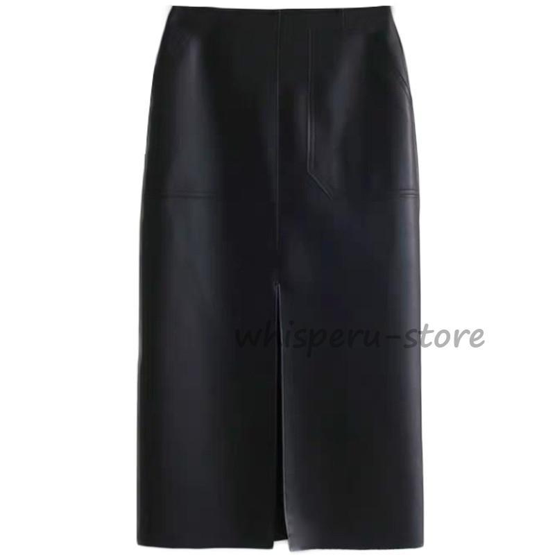 美品⭐️BLENHEIM ブレンヘイム　フェイクラムスキンレザー　ロングスカート フェイクレザースカートでつくる最旬コーデ | m-i-d | BLENHEIM