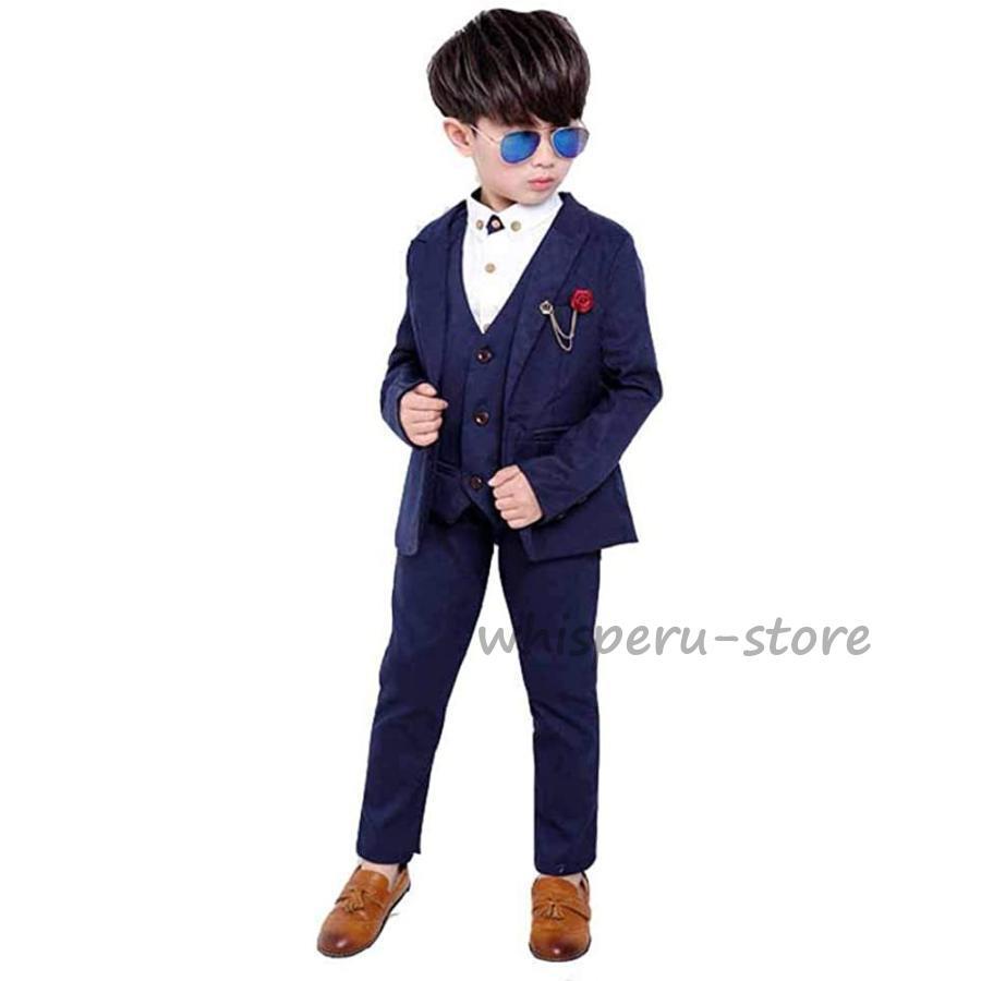 男の子 フォーマルスーツ キッズスーツ 男の子スーツ 5点セット ジャケット、ベスト、ズボン おしゃれ かっこいい 入学式 七五三 卒業式 チェック柄 90-160の画像