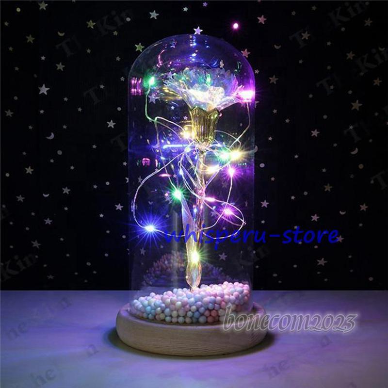 バラ 枯れない花 ソープフラワー ギフト 金 造花 LEDライト付き 電池式