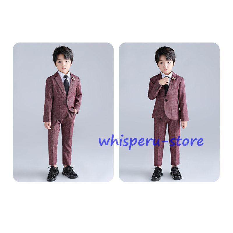 子供スーツ フォーマル 男の子 チェック柄 スーツ おしゃれ 入学式 卒業式 小学校 子供服 発表会 結婚式七五三 カジュアル キッズ タキシード 子ども服 ジュニアの画像