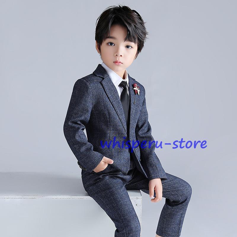子供スーツ フォーマル 男の子 チェック柄 スーツ おしゃれ 入学式 卒業式 小学校 子供服 発表会 結婚式七五三 カジュアル キッズ タキシード 子ども服 ジュニアの画像