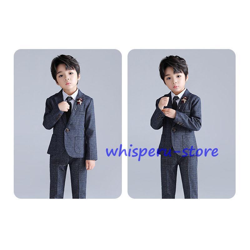 子供スーツ フォーマル 男の子 チェック柄 スーツ おしゃれ 入学式 卒業式 小学校 子供服 発表会 結婚式七五三 カジュアル キッズ タキシード 子ども服 ジュニアの画像