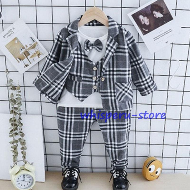 子供スーツ 男の子 フォーマルスーツ ベビー服 3点セットおしゃれ 結婚式 発表会 卒業式 入学式  キッズスーツ 入園式 七五三 誕生日 タキシード 子どもの画像