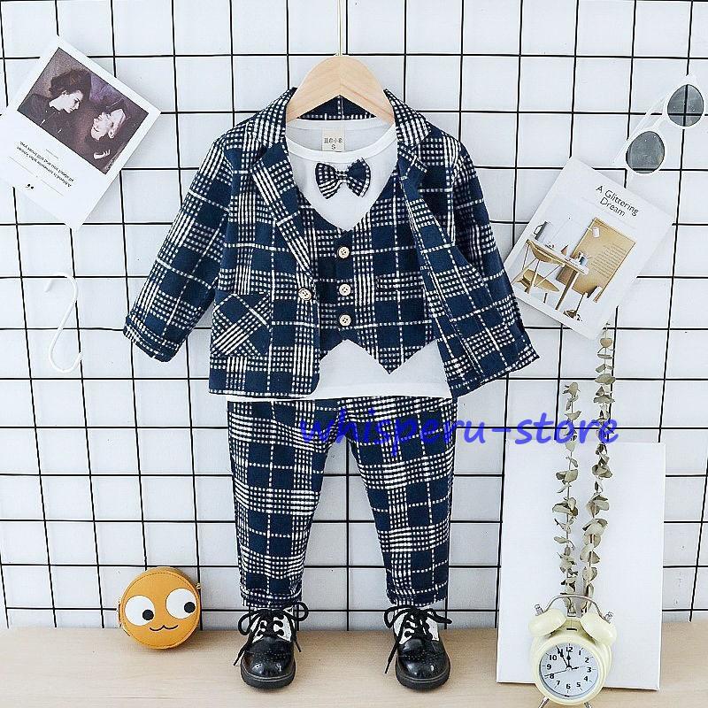 子供スーツ 男の子 フォーマルスーツ ベビー服 3点セットおしゃれ 結婚式 発表会 卒業式 入学式  キッズスーツ 入園式 七五三 誕生日 タキシード 子どもの画像