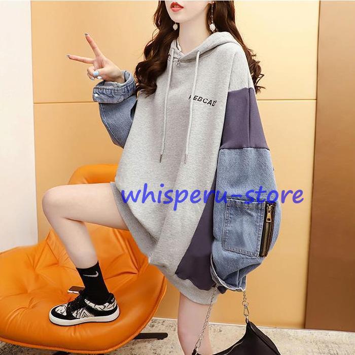 パーカー レディース スウェット ゆったり トップス プルオーバー 韓国