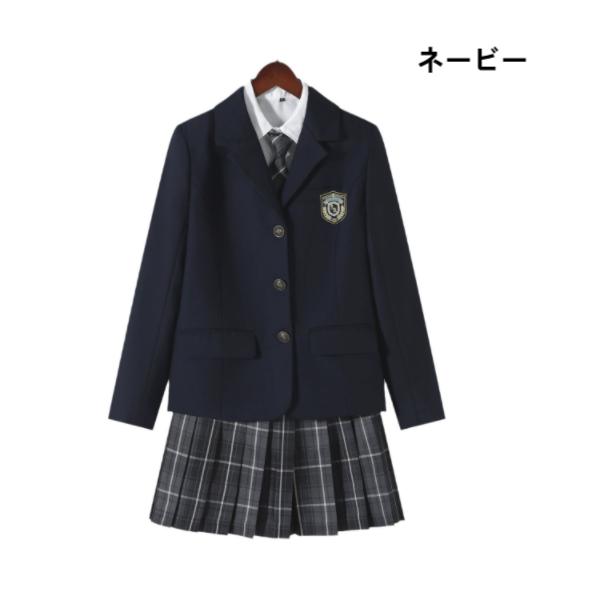 卒業式 スーツ 女の子 小学生 5点セット 子供服 入学式 スーツ 子供 ジュニア フォーマル スーツ セットアップ ジャケット チェック柄 スカート 春秋 JK制服の画像