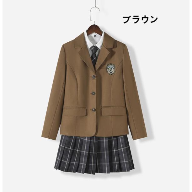 卒業式 スーツ 女の子 小学生 5点セット 子供服 入学式 スーツ 子供 ジュニア フォーマル スーツ セットアップ ジャケット チェック柄 スカート 春秋 JK制服の画像