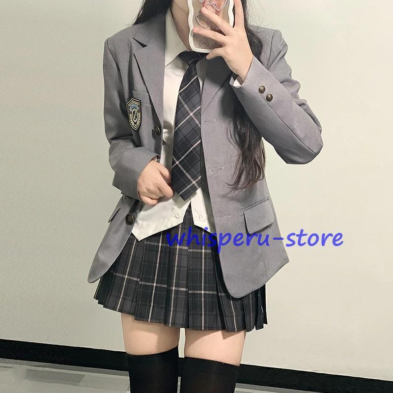 卒業式 スーツ 女の子 小学生 5点セット 子供服 入学式 スーツ 子供 ジュニア フォーマル スーツ セットアップ ジャケット チェック柄 スカート 春秋 JK制服の画像