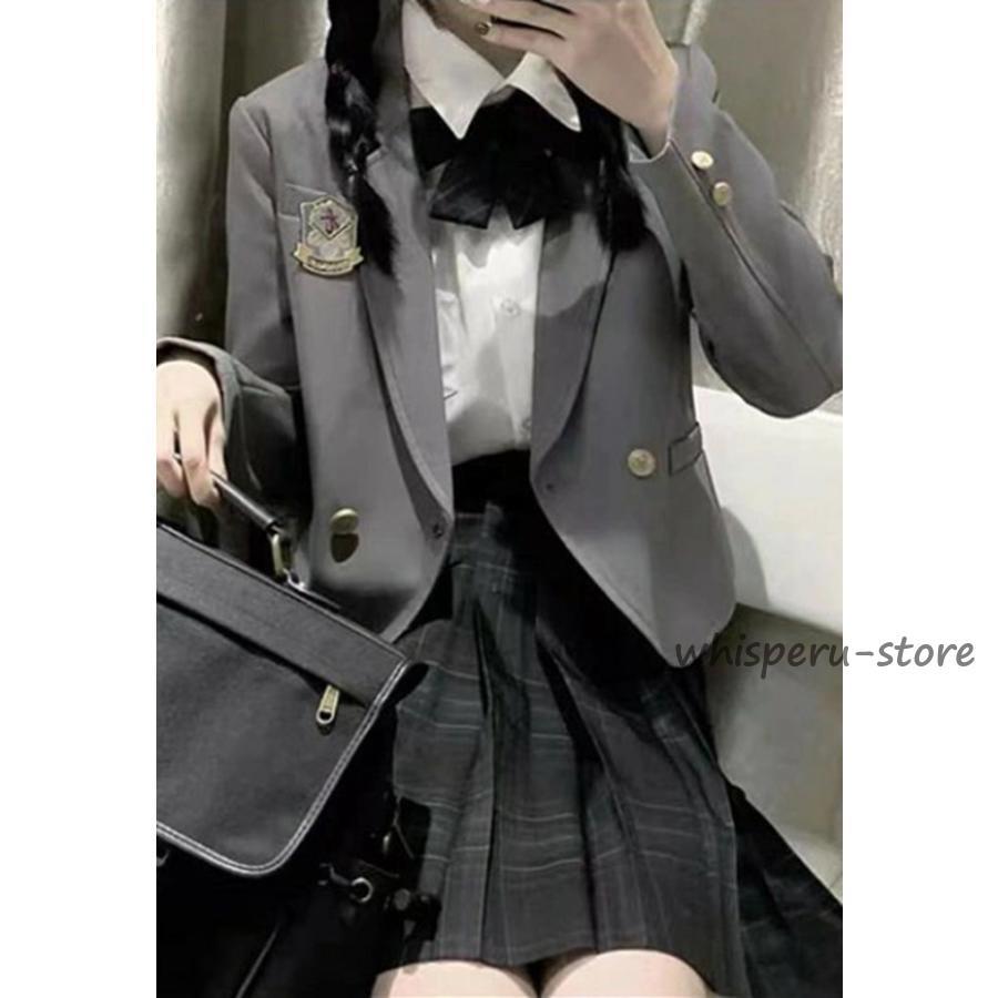 女子高生 制服 リボン ブレザー スカート チェック セット JK 学生
