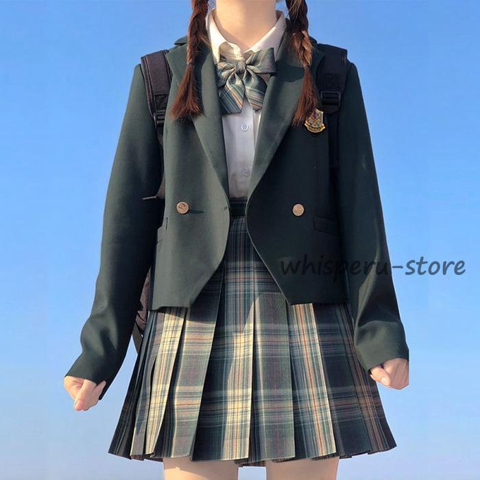 女子高生 制服 リボン ブレザー スカート チェック セット JK 学生