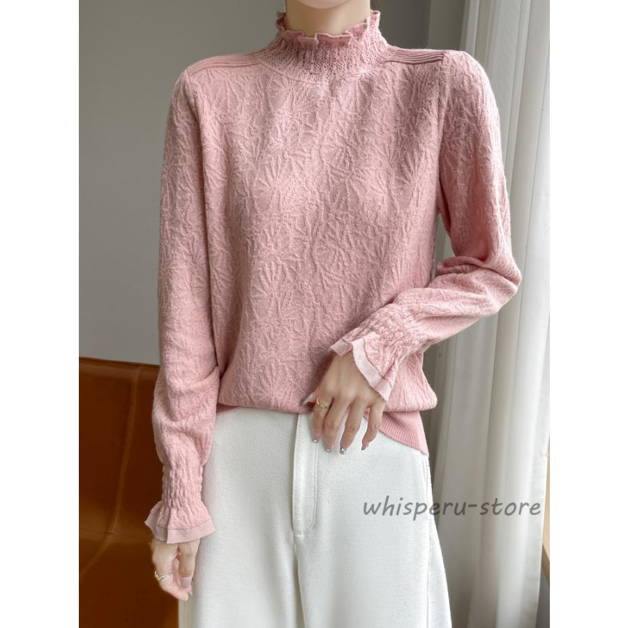 ブラウス レディース シャツ レースブラウス 長袖 おしゃれ 立ち襟