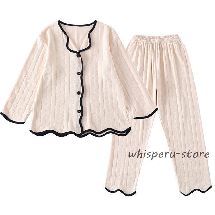 パジャマ 子供 長袖 綿 秋 冬 こども パジャマ 前開き キッズ 女の子 子供服 ガールズ ルームウェア 薄手 Vネック 寝間着 部屋着  女児 可愛い シンプル 無地の画像