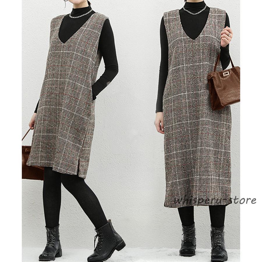 ジャンパースカート チェック柄ワンピース : WHISPER U - 通販 - Yahoo