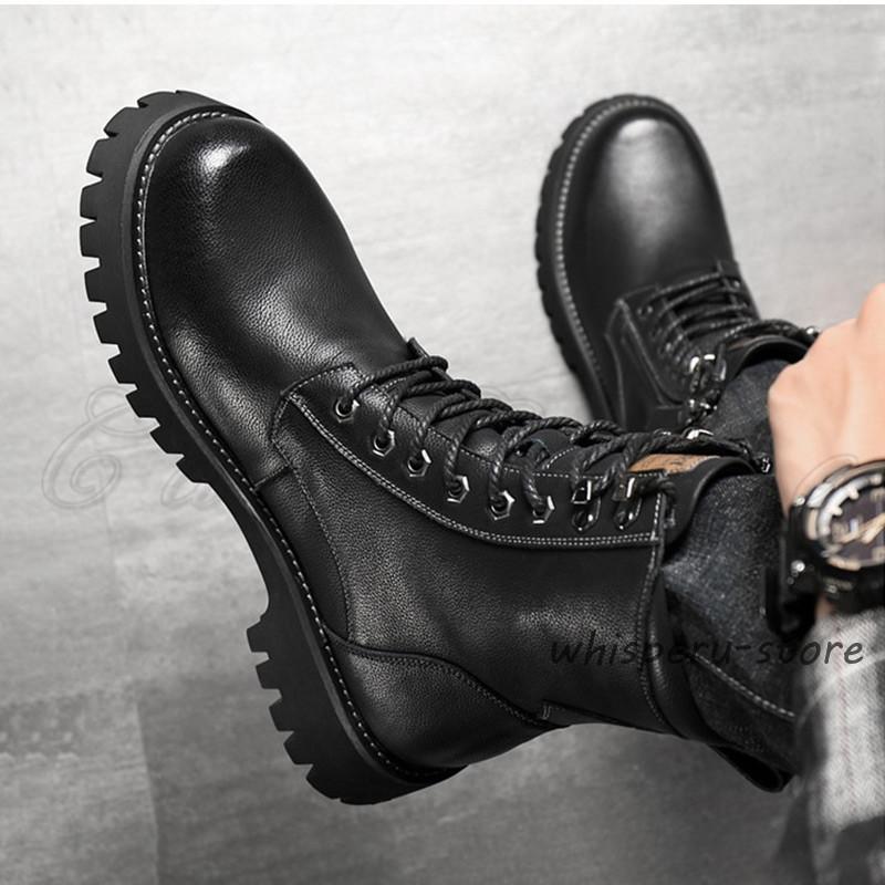 ミリタリーブーツ メンズ ショートブーツ 本革 編み上げ 裏起毛