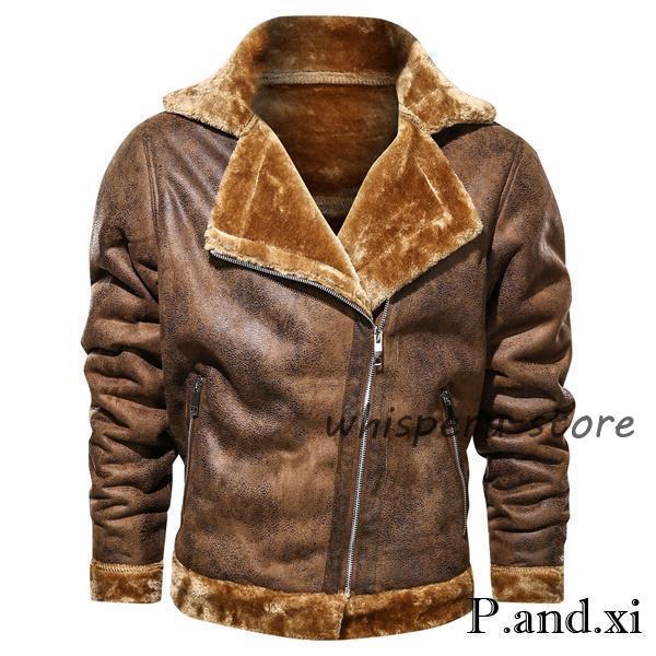 メンズ 革ジャン ムートンコート レザージャケット 裏起毛 ムートン