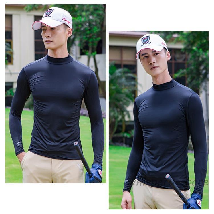 23区 GOLF モックネック 長袖アンダーシャツ ネイビー吸水速乾UVケア80 23