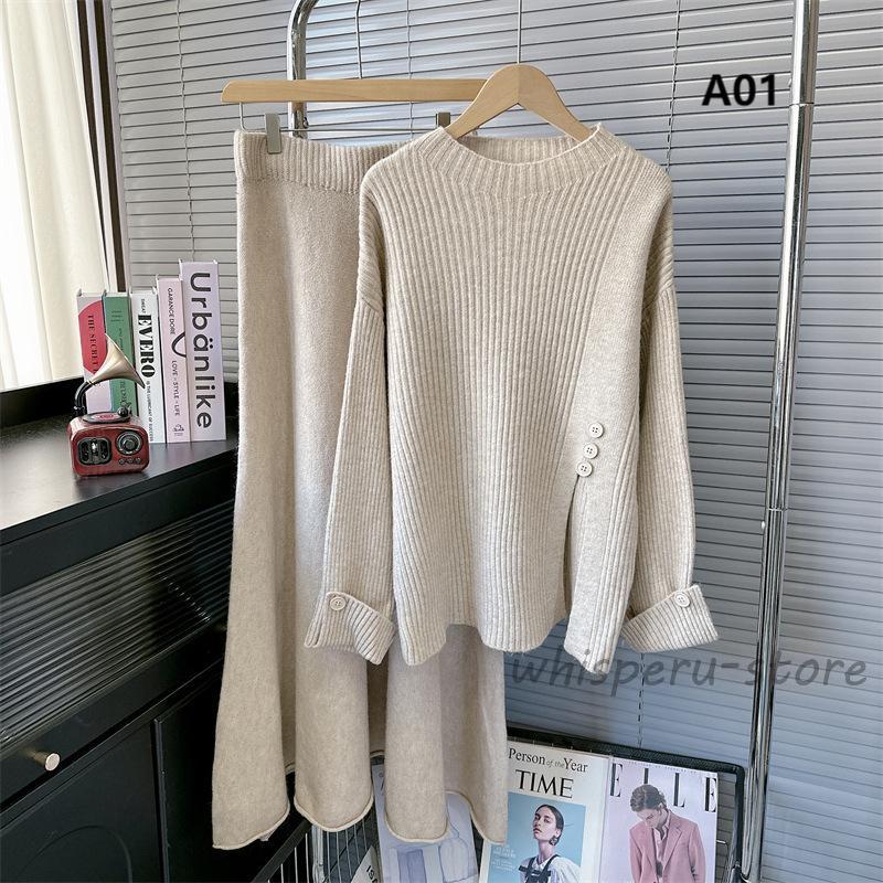 長袖セーター　オーバーサイズ　プリーツスカート　ニット　セットアップ　秋冬　新品 楽天市場】セットアップ レディース 長袖 セーター プリーツスカート
