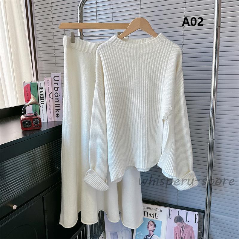 セットアップ レディース 秋 冬 ニット セーター スカート プリーツ