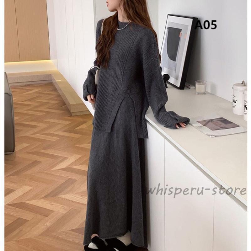 セットアップ レディース 秋 冬 ニット セーター スカート プリーツ