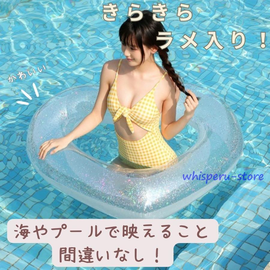 浮き輪 大人用 120 ハート 子供用 キラキラ インスタ映え かわいい プール 海水浴 水遊び ナイトプール 90センチ 120センチ ピンク 白 ハート型キラキラ浮き輪｜whisperu｜03