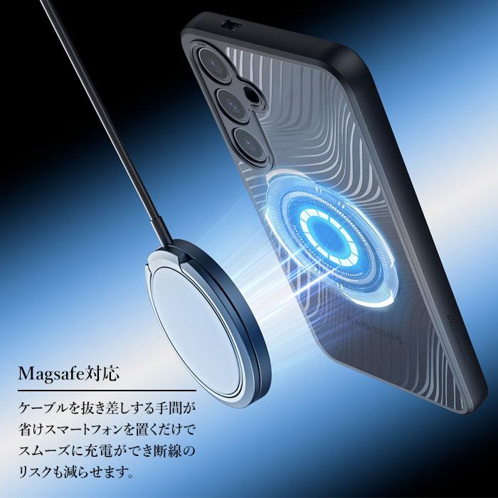 GalaxyS24 ケース 耐衝撃 クリア Magsafe ワイヤレス充電 スタンド TPU