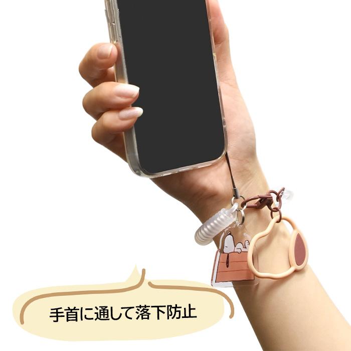 スヌーピー ストラップ スマホ レトロ コイル ケーブル キャラクター