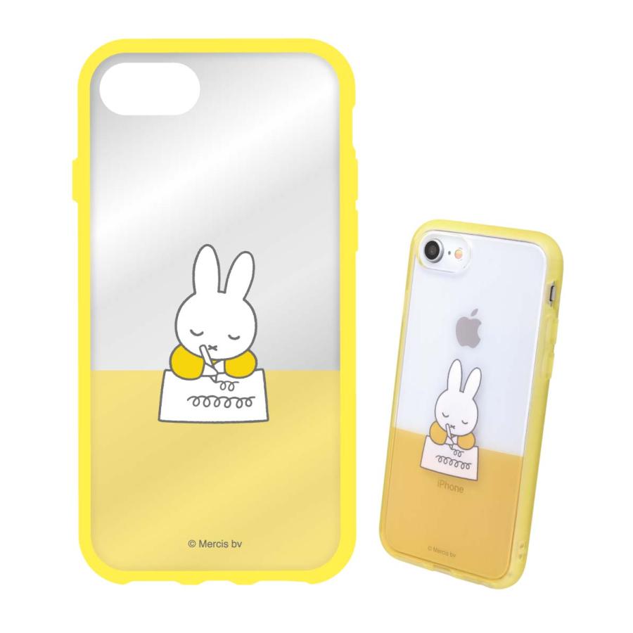 iPhone SE 第3世代 第2世代 SE2 SE3 8 7 6s 6 ケース カバー ミッフィー miffy iPhoneSE 第三世代 第二世代 耐衝撃 ハイブリッドケース クリア イエロー 総柄｜white-bang｜06