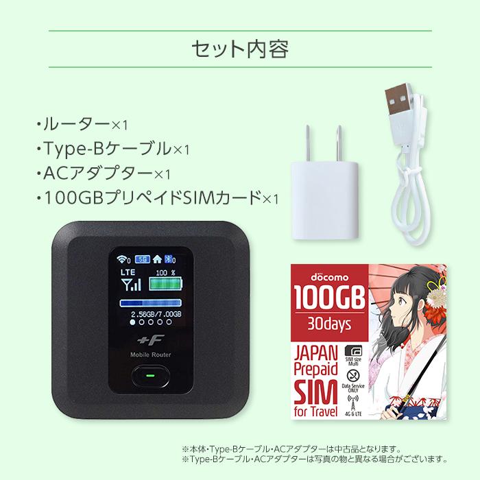 中古 Wifi モバイルルーター 富士ソフト FS030W ポケットwifi 契約不要 プリペイドsim 付き 50GB セット Simカード 国内  日本 Docomo ドコモ モバイルルーター