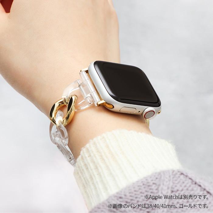 ゴールドW★Apple Watch ラバー　バンド　アップルウォッチ アップルウォッチ バンド クリアチェーン クリア ゴールド Apple watch