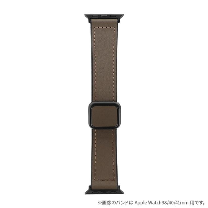 アップルウォッチ バンド 本革 ラバー マグネット レザー ブラウン