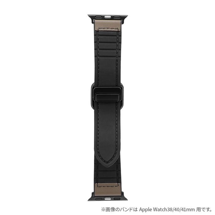 アップルウォッチ バンド 本革 ラバー マグネット レザー ブラウン