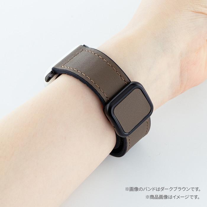 アップルウォッチ バンド 本革 ラバー マグネット レザー ブラウン 