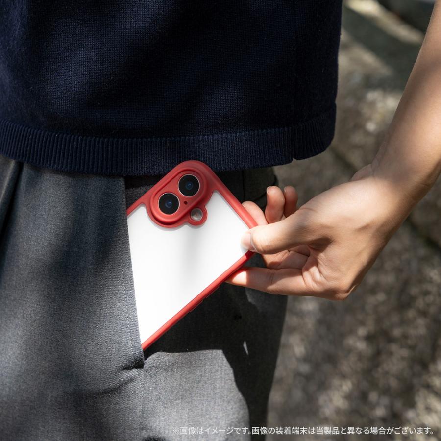 iPhone17 ケース Velta レッド 耐衝撃 ハイブリッドケース 背面クリア