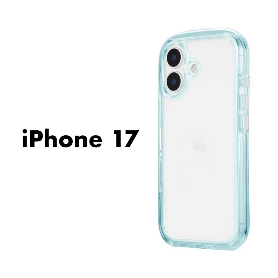 iPhone17 ケース AIR-ROUND ブルー 超衝撃吸収 ハイブリッドケース