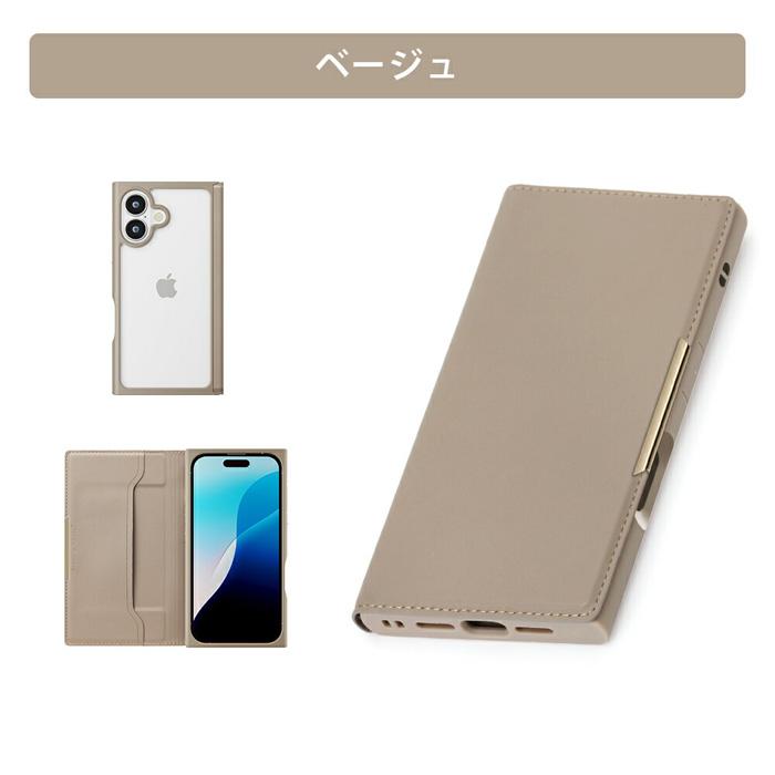 しーちゃんコラボ iPhone16Proケース ベージュレザー iPhone16 iPhone16Pro ケース 手帳型 マグネット クリア 耐衝撃 耐衝撃