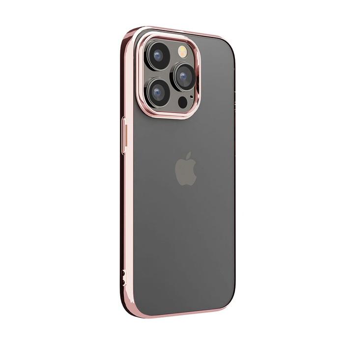 iPhone 15 Pro ソフトケース メタリックフレーム iPhoneケース 透明