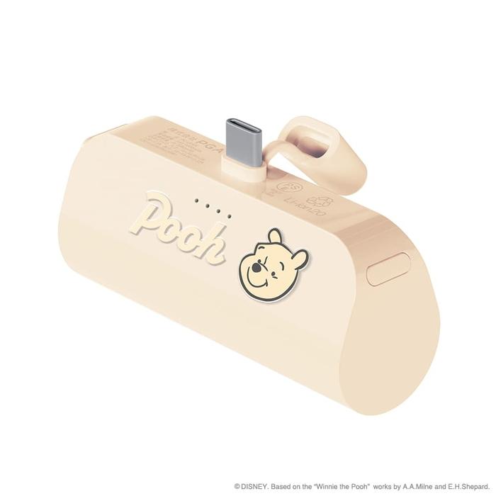 USB Type-C 直挿しモバイルバッテリー 5,000mAh プーさんくまのプー