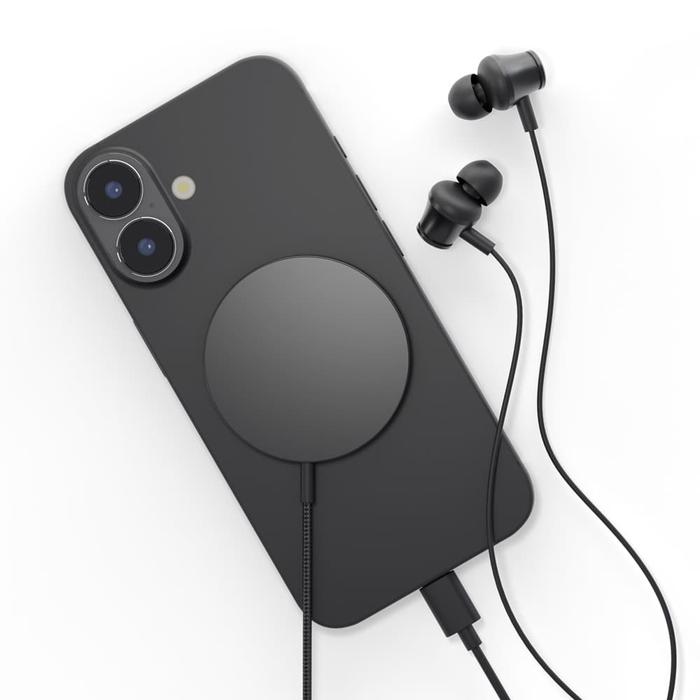 マグネット式 ワイヤレス充電器 USB Type-A&C 2m ブラック ワイヤレス