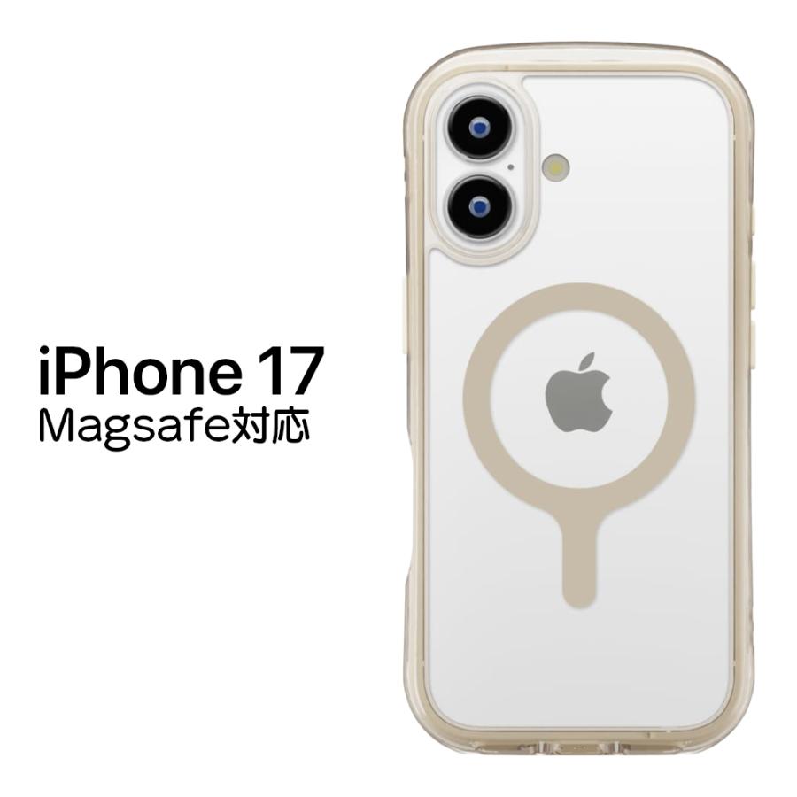 iPhone 17 ケース MagSafe対応 クリア 耐衝撃 ブラウン 高透明