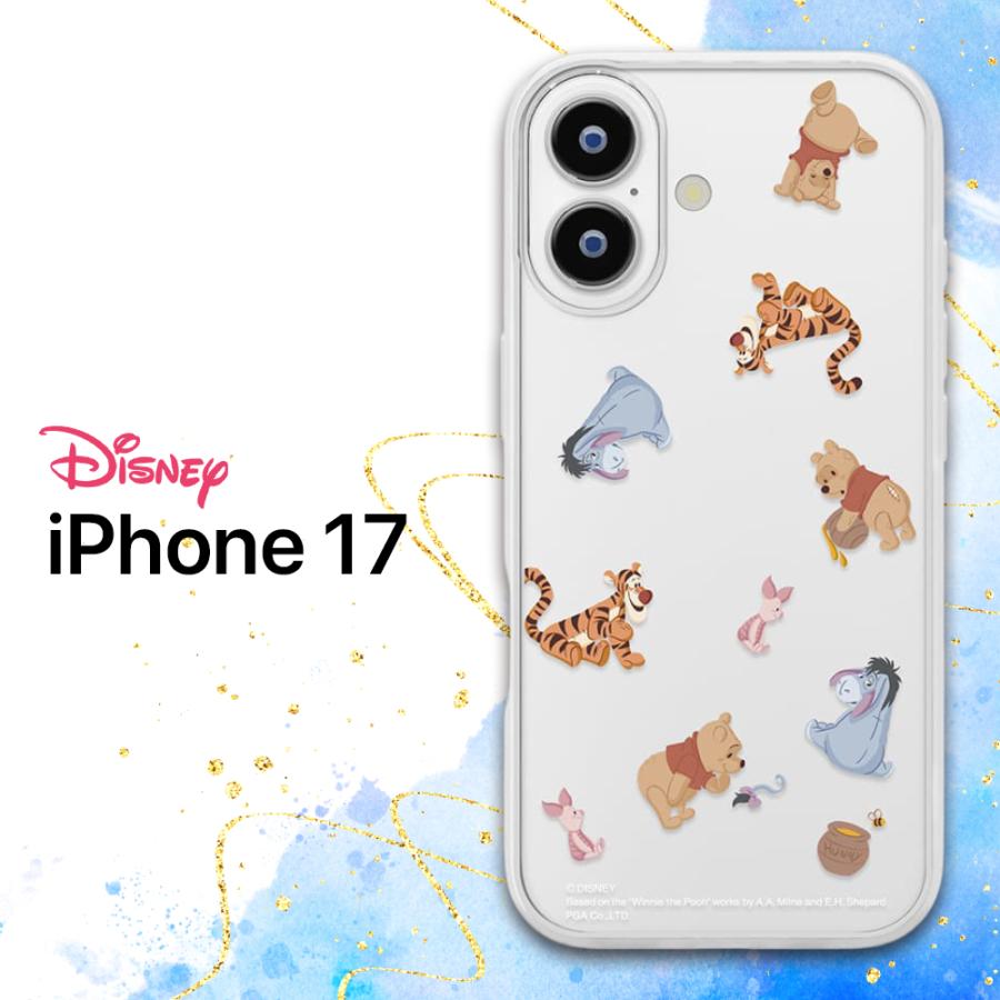iPhone 17 ケース ディズニー クリア 耐衝撃 プーさん プー ガラス
