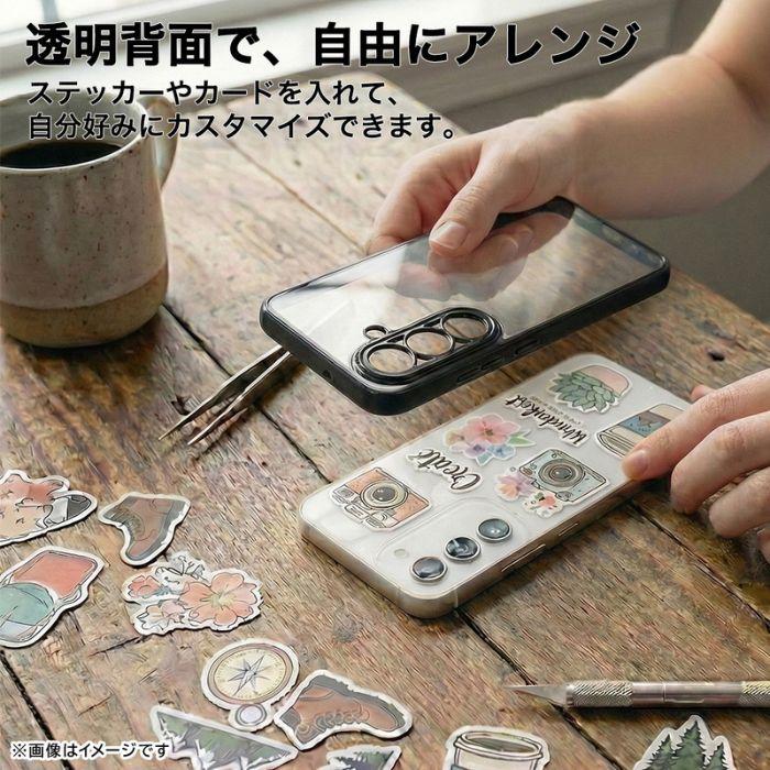 Galaxy S26 ケース カバー シルバー メタリックフレーム 透明 S25