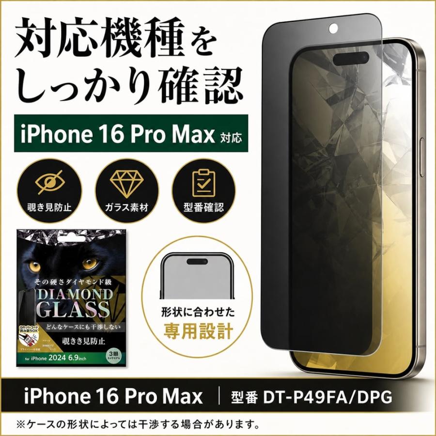 iPhone 16 Pro Max ガラスフィルム 覗き見防止 16ProMax フィルム