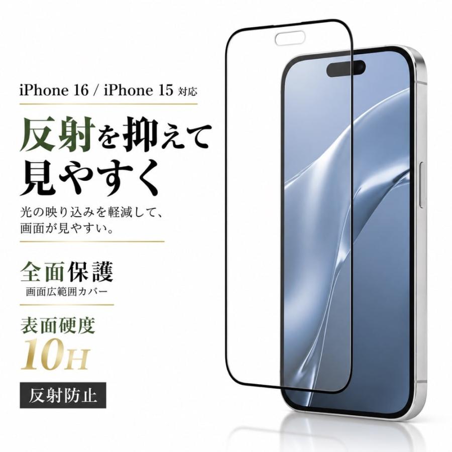 iPhone16 ガラスフィルム 全面保護 iPhone15 フィルム ガラス フル 