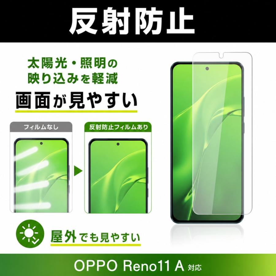 OPPO Reno11 A ガラスフィルム 10H 反射防止 指紋防止 液晶保護