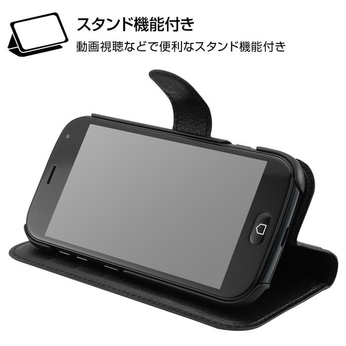 らくらくスマートフォン me F01L らくらくスマホ F42A ケース 手帳型 レザー 革 保護 マグネット シンプル カード入れ ポケット付き スタンド付き 収納 ブラック｜white-bang｜05