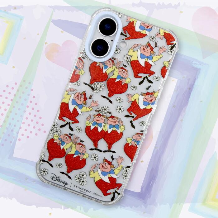 専用…プックリスマホポーチ…マイリトルテイラー アリスティーパーティ柄 iPhone 16 ケース アリス SKINNYDIP カバー 双子 ディズニー 不思議の