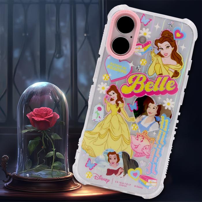 iPhone16Plus ケース ディズニー プリンセス ベル SKINNYDIP ラメ