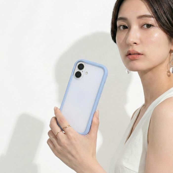 iPhone16 ミストブルー ケース SHERPA シェルパー オールクリア 透明